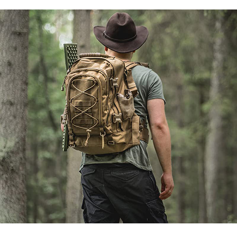 Comfortable 60L hiking pack, expandable tactical backpack for demanding outdoor adventures.