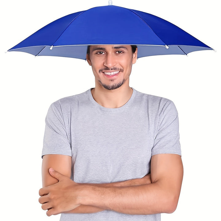 Hands-free UV protection umbrella hat for outdoor activities; perfect for sun & rain.