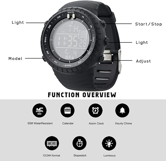 Durable Henry men's tactical digital watch, waterproof & shockproof, perfect for outdoor & adventure sports.