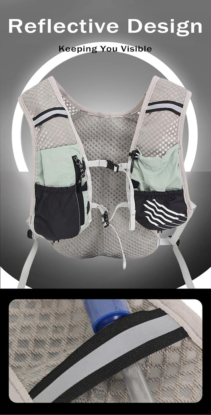 Dravien ultra-light hydration vest, 2L water bladder, ideal for long runs and fast-paced trails.