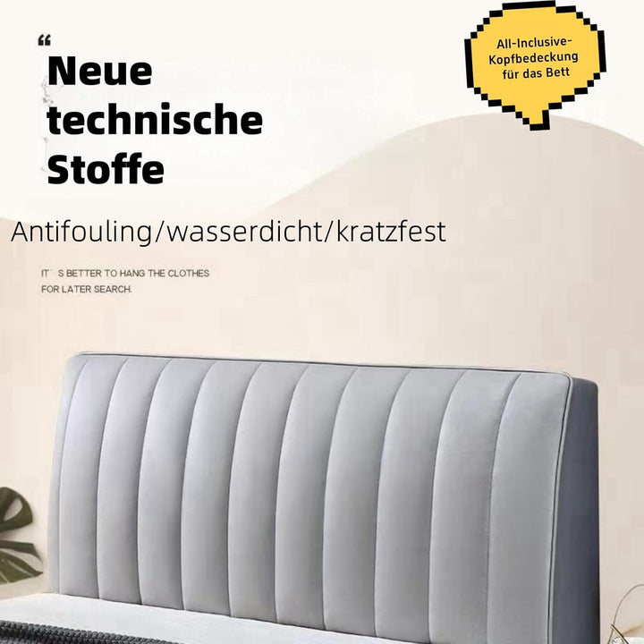 Soft fabric headboard cover, a comfortable bed accessory for stylish bedroom decor & dust protection.