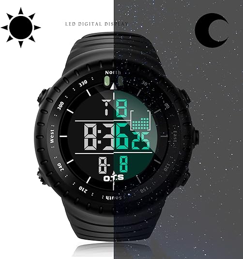 Henry men's waterproof digital sports watch, ideal for outdoor adventure, with shockproof design & stopwatch.
