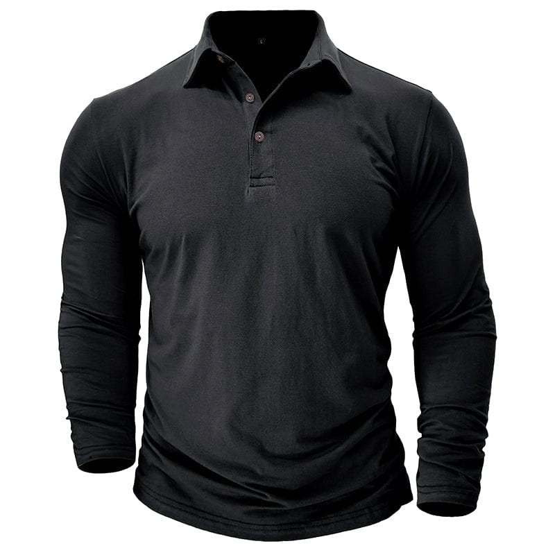 Versatile men's long-sleeve polo shirt, ideal for everyday casual and smart occasions.