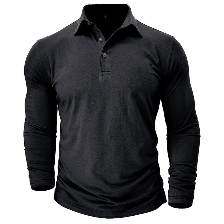 Versatile men's long-sleeve polo shirt, ideal for everyday casual and smart occasions.
