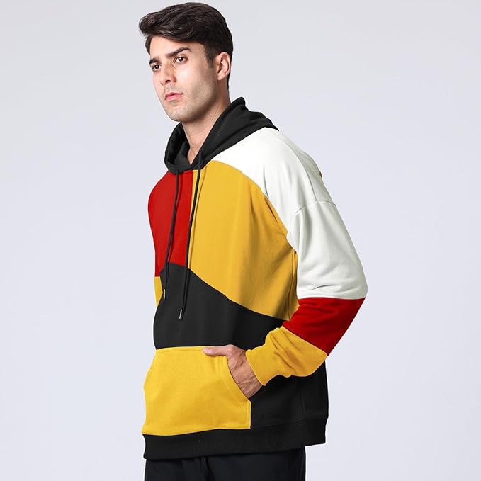 Comfortable men's outerwear, modern pullover hoodie for casual wear and layering.