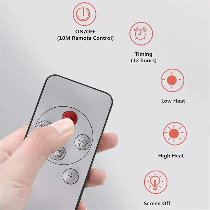 Easy-to-mount wall fan with remote control, providing cool air & saving precious floor space.