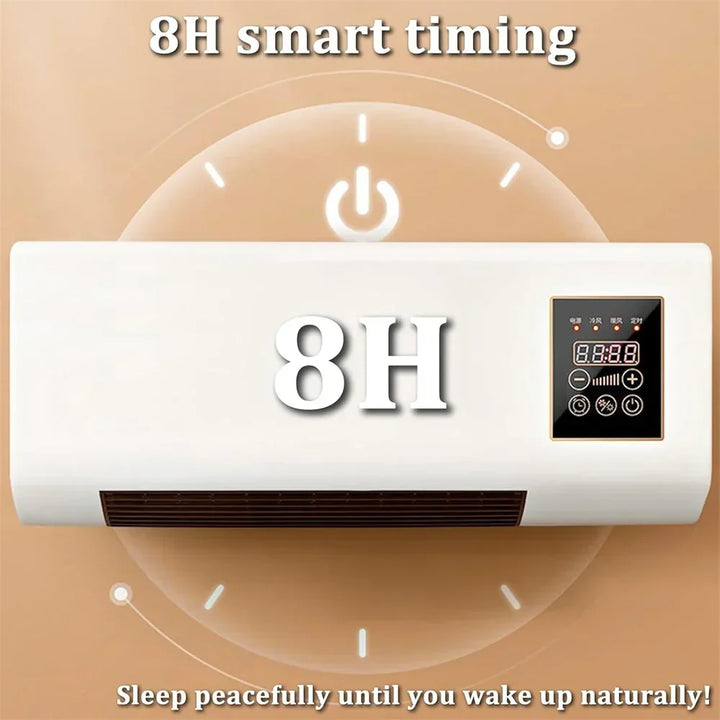 Remote controlled wall fan, perfect for maximizing floor space in home, office, or dorm.