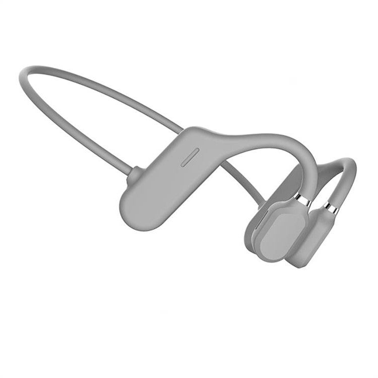 Product shot: Open-ear wireless headphones, highlighting sweat-resistant design and comfort fit for active users.