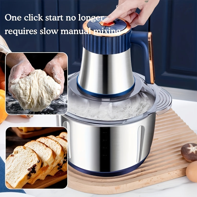 All-in-one stainless steel food processor. Mince meat, slice vegetables with this powerful electric kitchen machine.