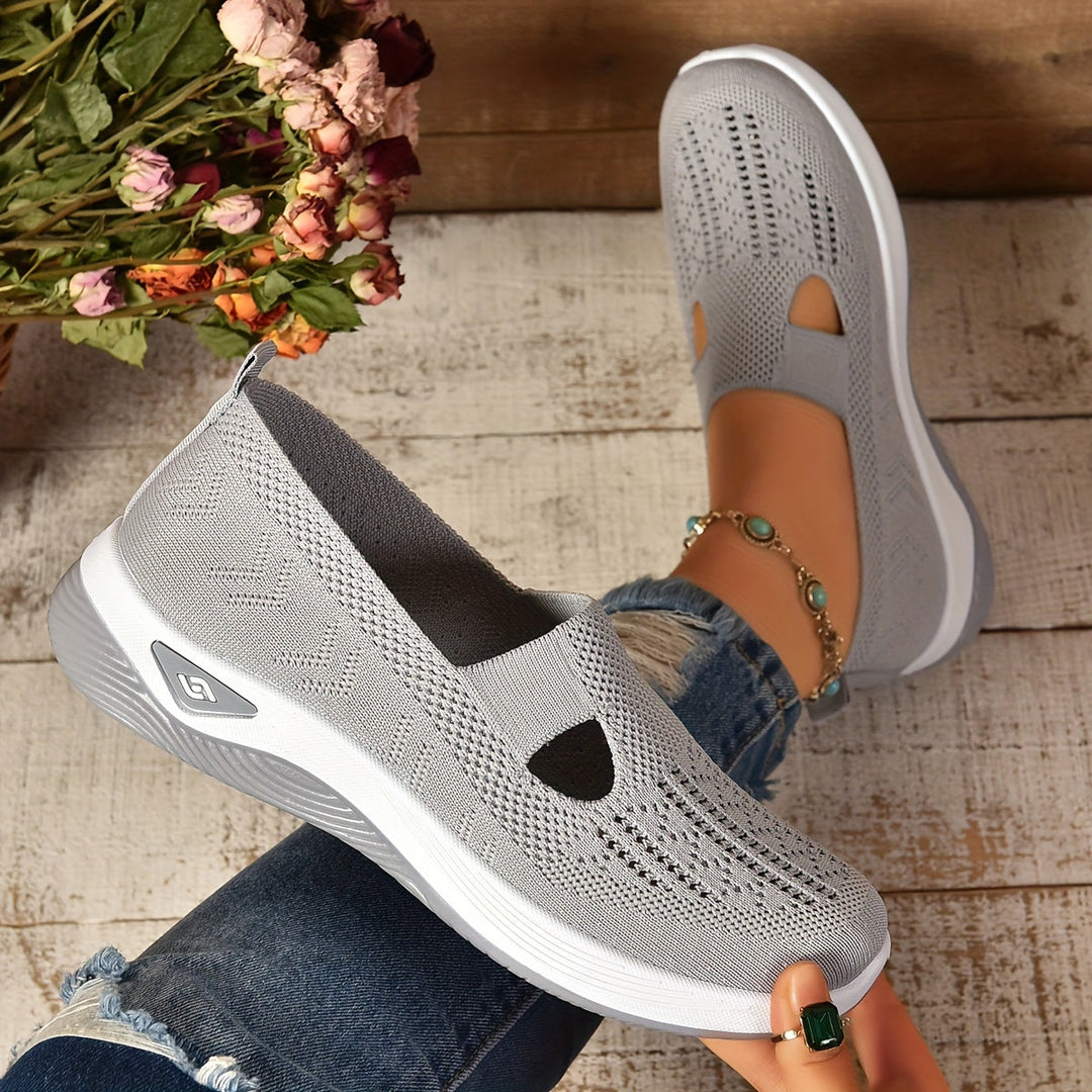 Comfortable women's orthopedic slip-on walking shoes with arch support for daily strolls.