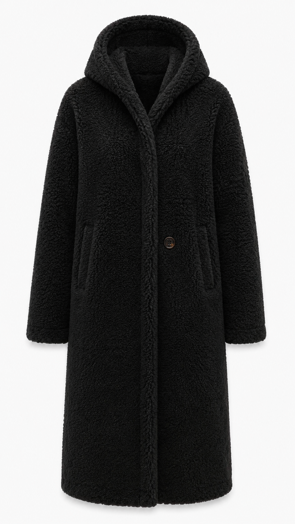 Warm knee-length women's outerwear, elegant style for fall and winter fashion.