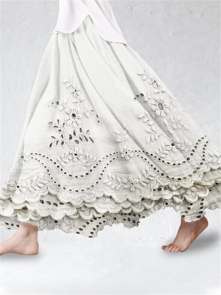 Boho Chic Printed Midi Skirt - Women's Flowy Fit