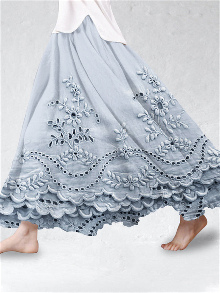 Boho Chic Printed Midi Skirt - Women's Flowy Fit