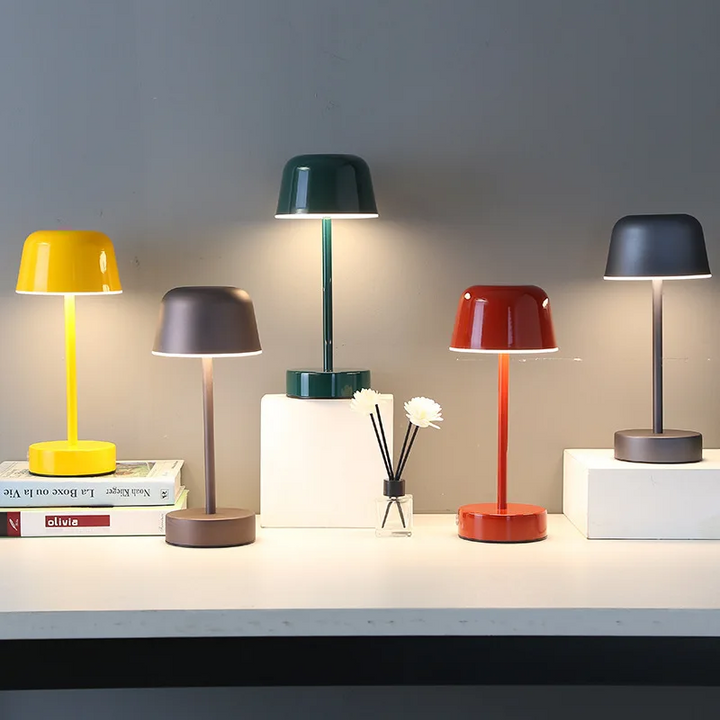 Stylish cordless LED lamp, dimmable, a modern table light for contemporary home decor.
