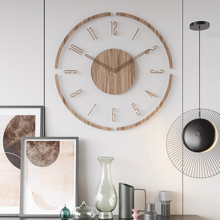 Minimalist wooden wall clock with a clean Nordic design. Natural wood finish, silent sweep for modern home decor.