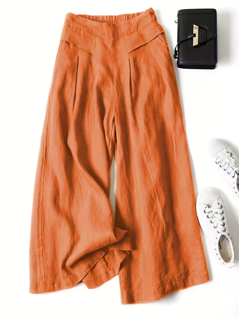 Women's flowing wide-leg relaxed pants, perfect for comfortable casual wear.