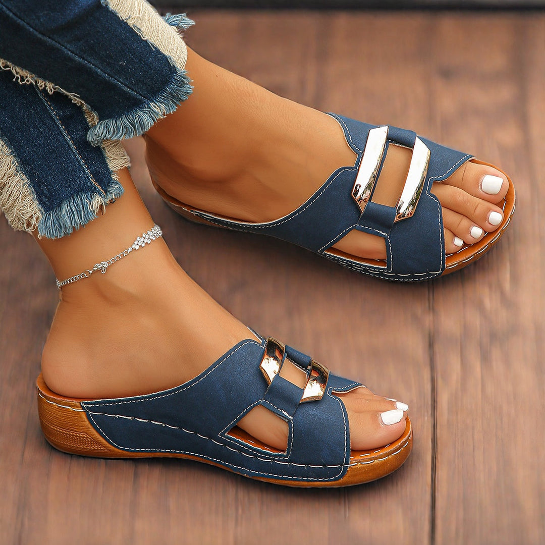 Women's Slide Sandals with Buckle