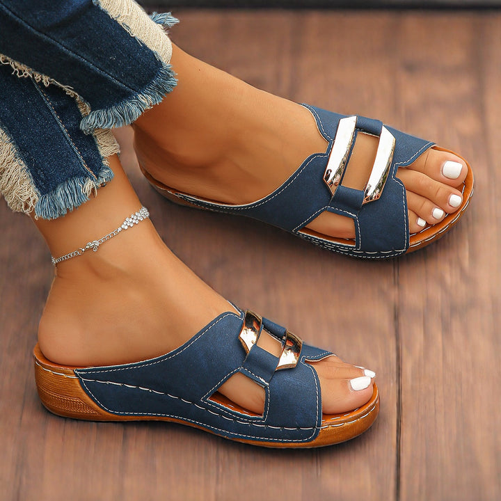 Women's Slide Sandals with Buckle