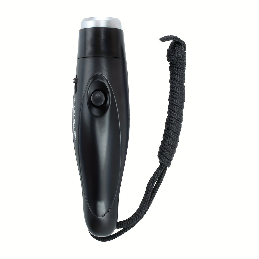 Durable electronic whistle, sports equipment for coaches & referees, offering 3 powerful sound settings & lanyard.