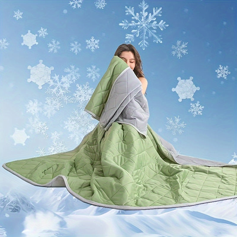 Versatile reversible cooling throw blanket. Lightweight, breathable, perfect for summer & year-round use.
