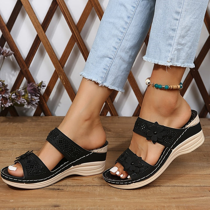 Women's Floral Wedge Slides