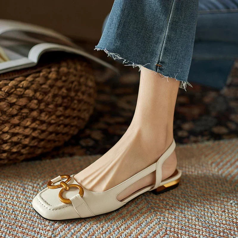 Elegant women's buckle sandals, offering orthopedic arch support for daily wear and enhanced comfort.