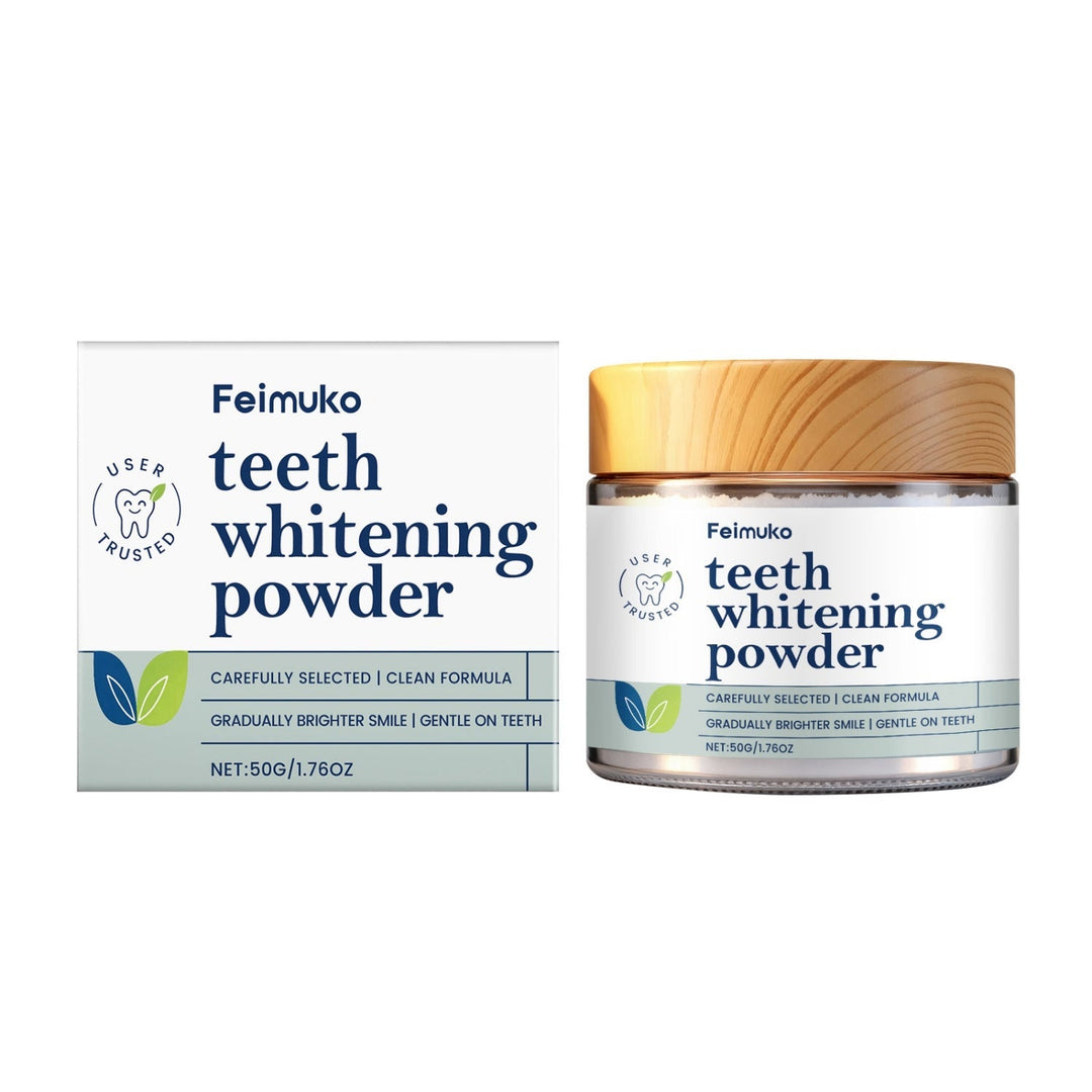 Unisex Daily Teeth Whitening Powder for brighter smile, effective stain removal & oral hygiene.
