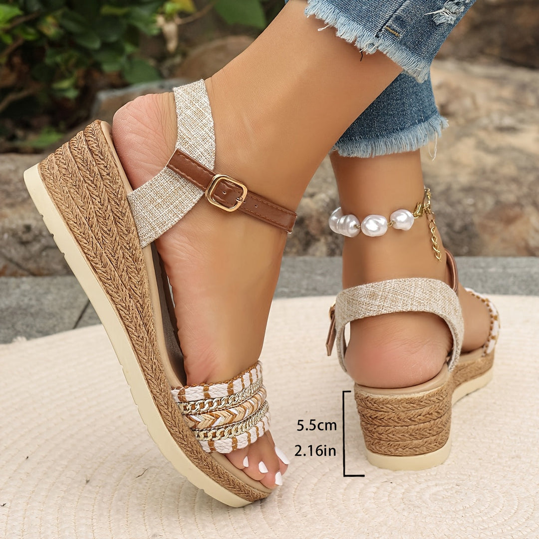 Boho Woven Wedge Sandals - Women's