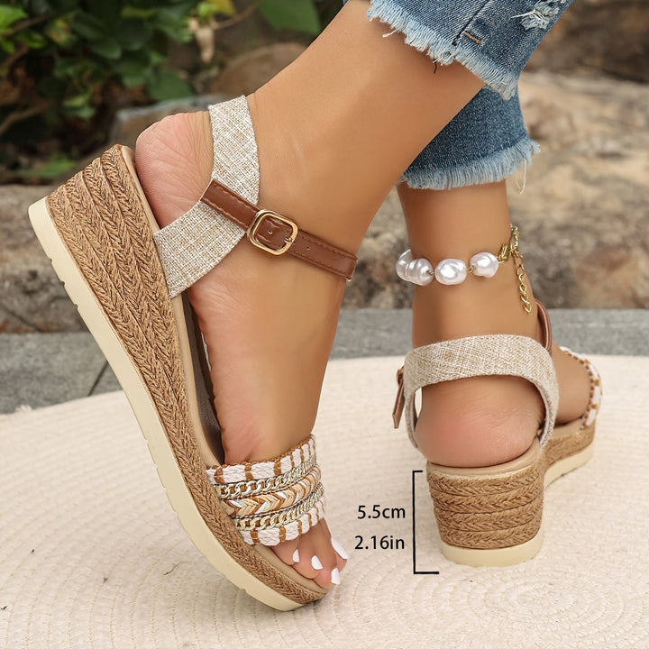 Boho Woven Wedge Sandals - Women's