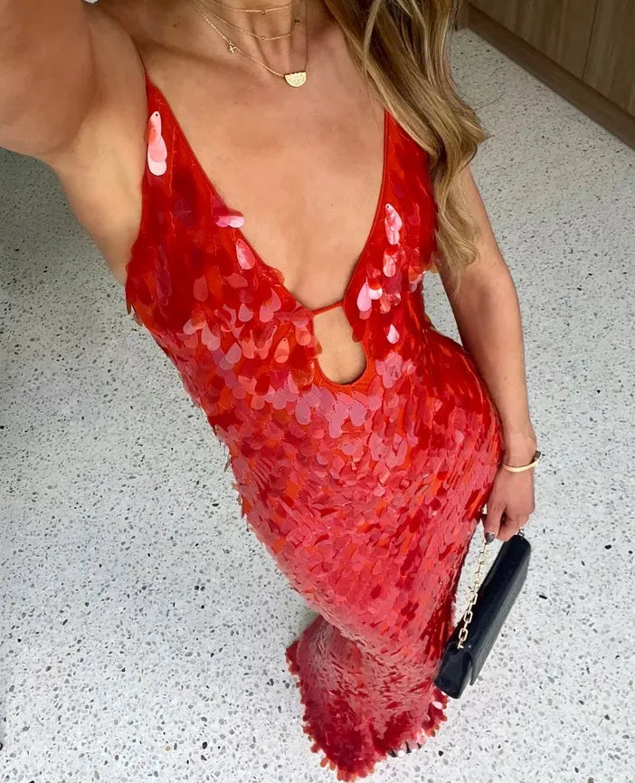 Women's Sequin Backless Strap Dress