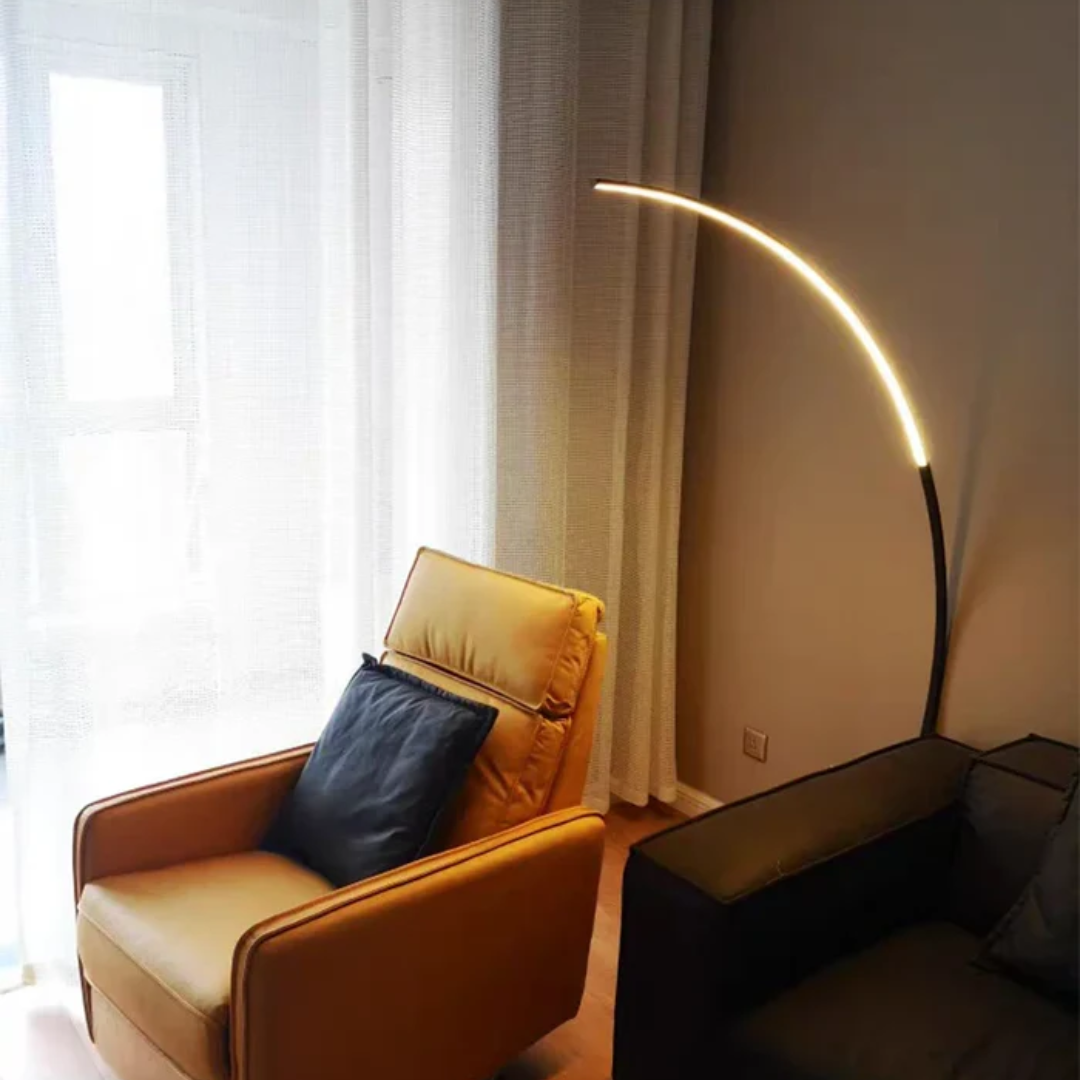 Energy-efficient LED floor lamp with adjustable light for modern living rooms & bedrooms. Creates perfect accent lighting.