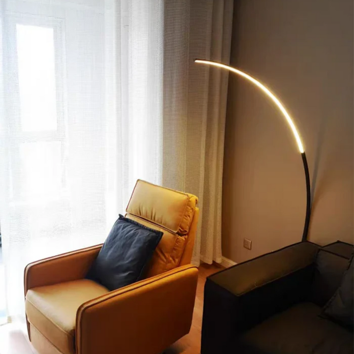 Energy-efficient LED floor lamp with adjustable light for modern living rooms & bedrooms. Creates perfect accent lighting.
