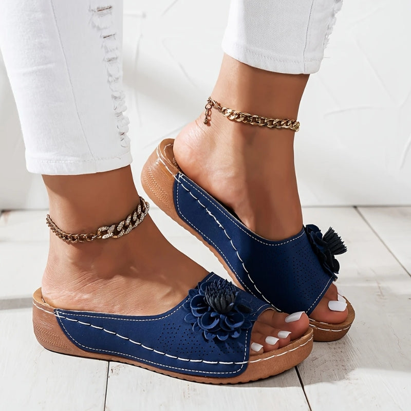 Women's Slip-On Wedge Sandals with Open Toe