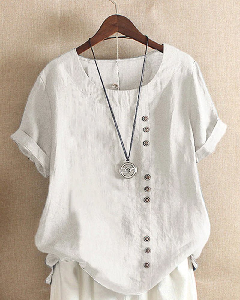Women's Linen Button-Front Top - Relaxed Fit