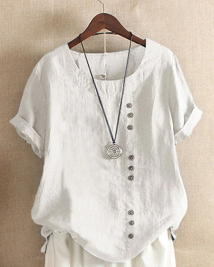 Women's Linen Button-Front Top - Relaxed Fit