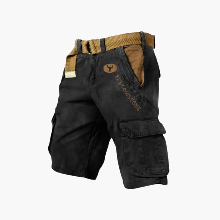 Men's khaki cargo shorts, perfect for versatile casual summer style & everyday utility.