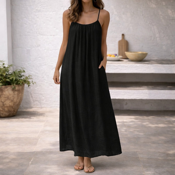 Women's Backless Maxi Dress with Spaghetti Straps