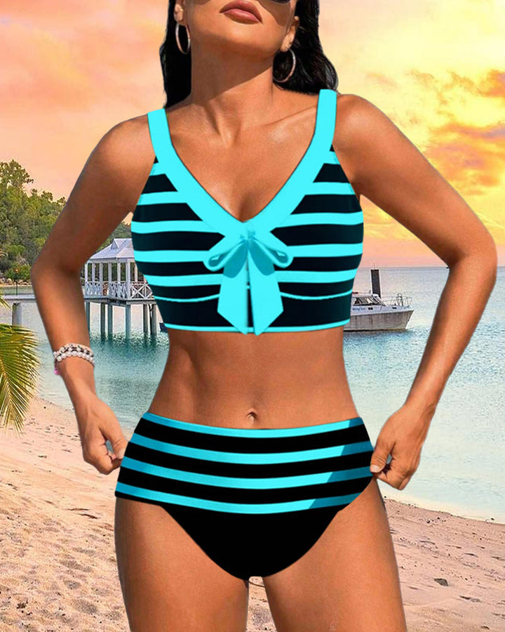 Women's Striped High-Waisted Bikini