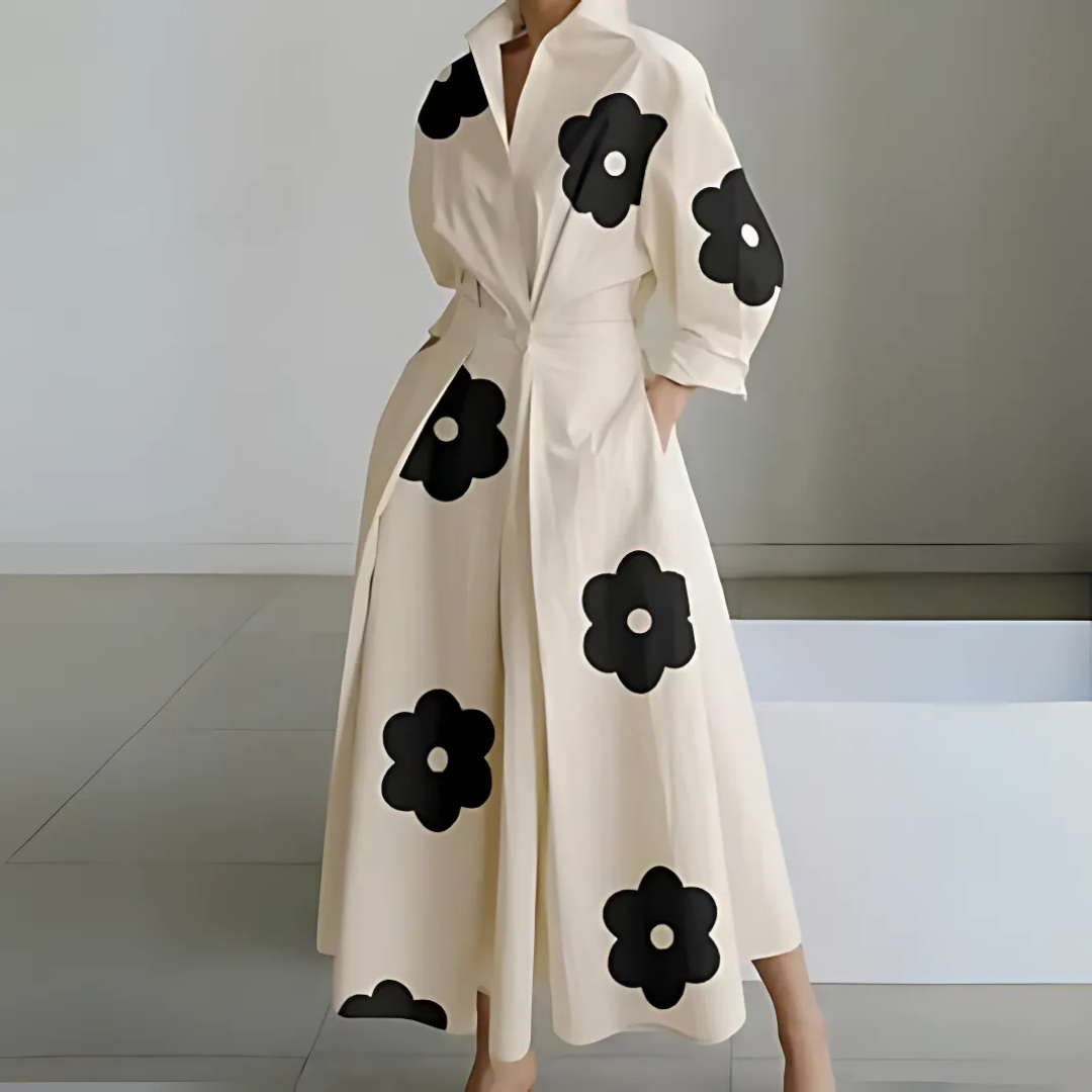 Chic women's lapel wrap maxi dress, an elegant and flattering long dress for sophisticated style.