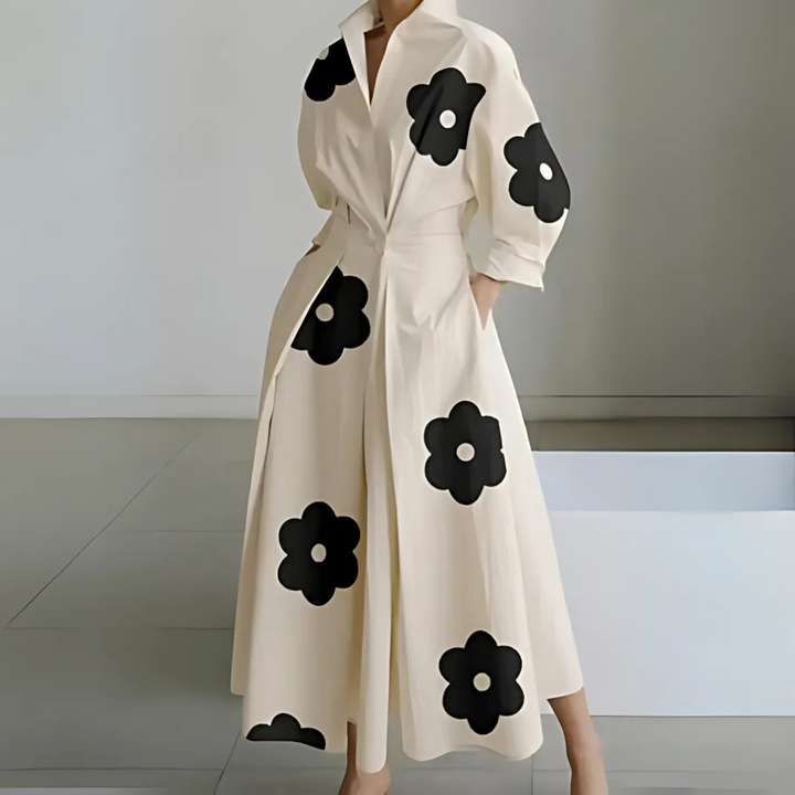Chic women's lapel wrap maxi dress, an elegant and flattering long dress for sophisticated style.