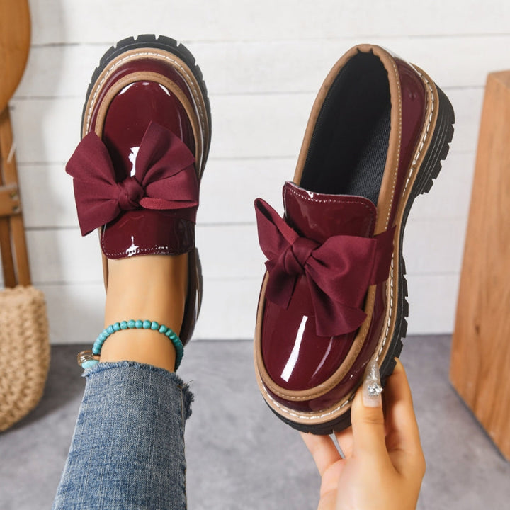 Women's Bow Detail Patent Platform Loafers