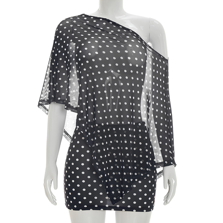 Comfortable women's two-piece set featuring a claw print off-shoulder top and a sleek bodycon midi skirt.