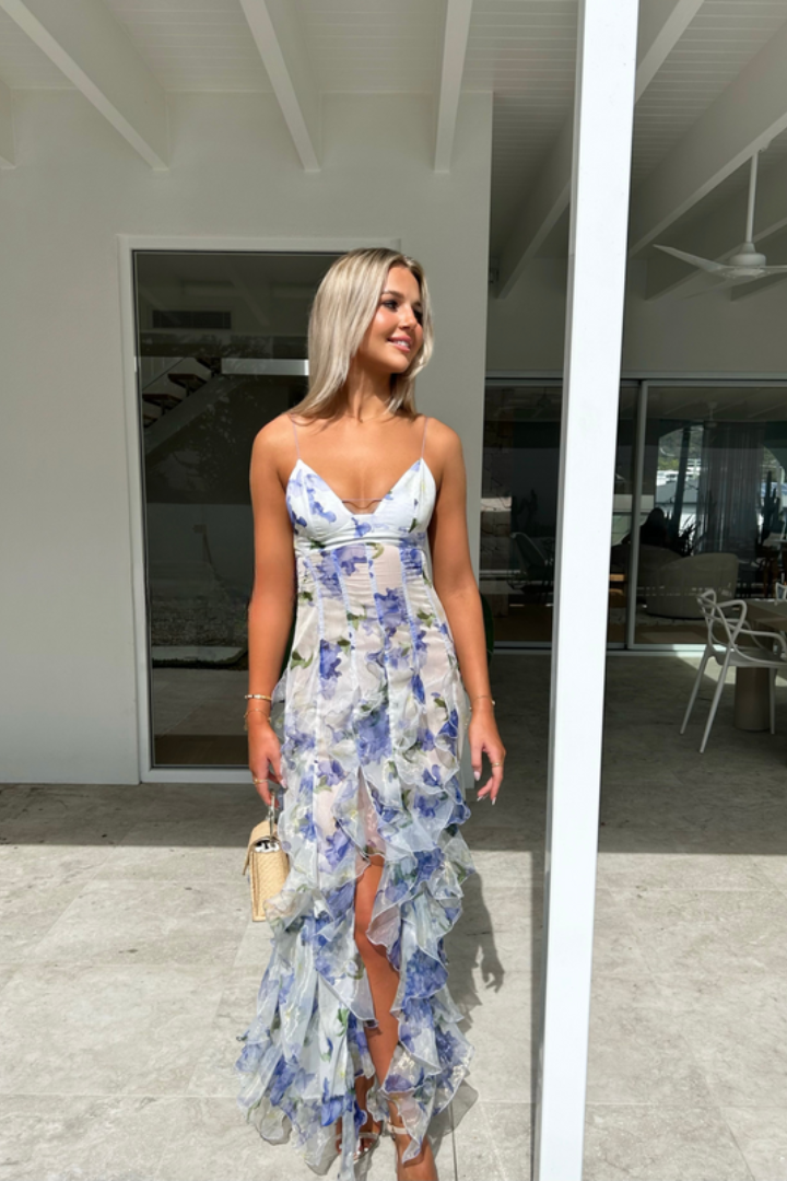 Women's Floral Ruffle Maxi Dress