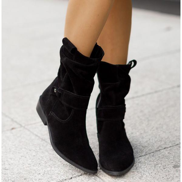 Trend-setting women's Rosalie slouch ankle boots, low block heel, perfect for enhancing your fall & winter look.