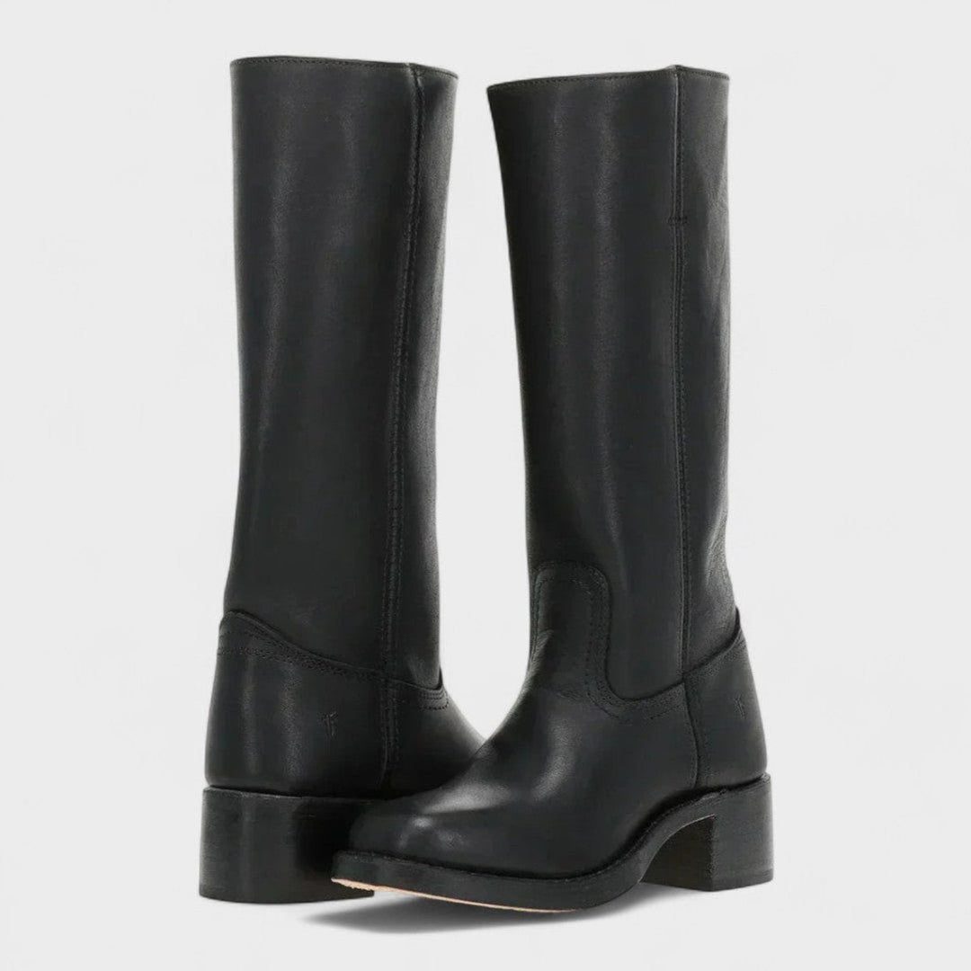 Versatile women's block heel Western knee-high boots in brown, black, or yellow, perfect for casual wear.