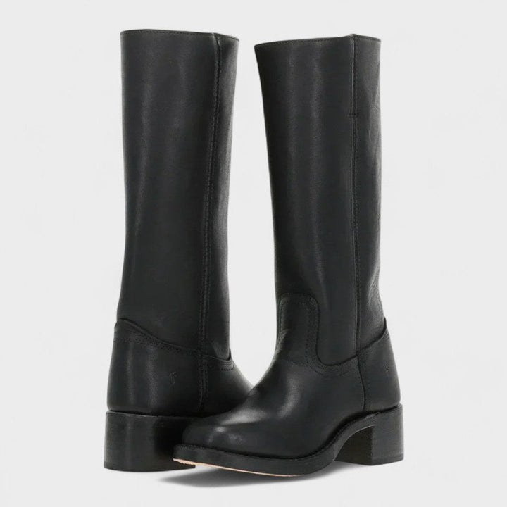 Versatile women's block heel Western knee-high boots in brown, black, or yellow, perfect for casual wear.