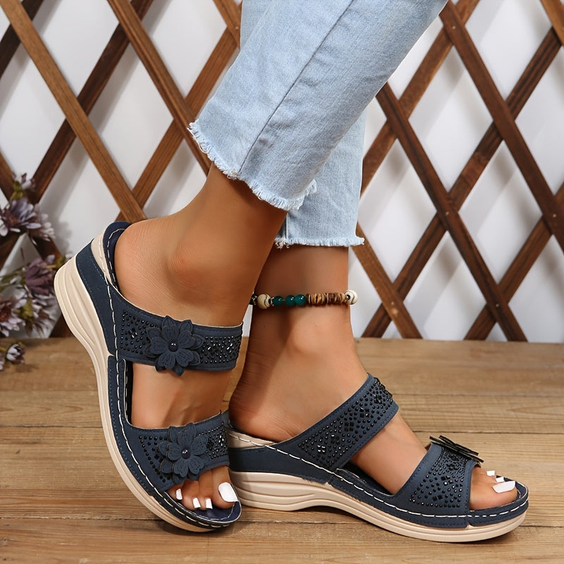 Women's Floral Wedge Slides
