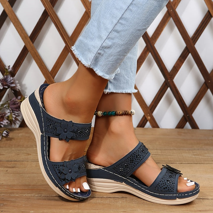Women's Floral Wedge Slides