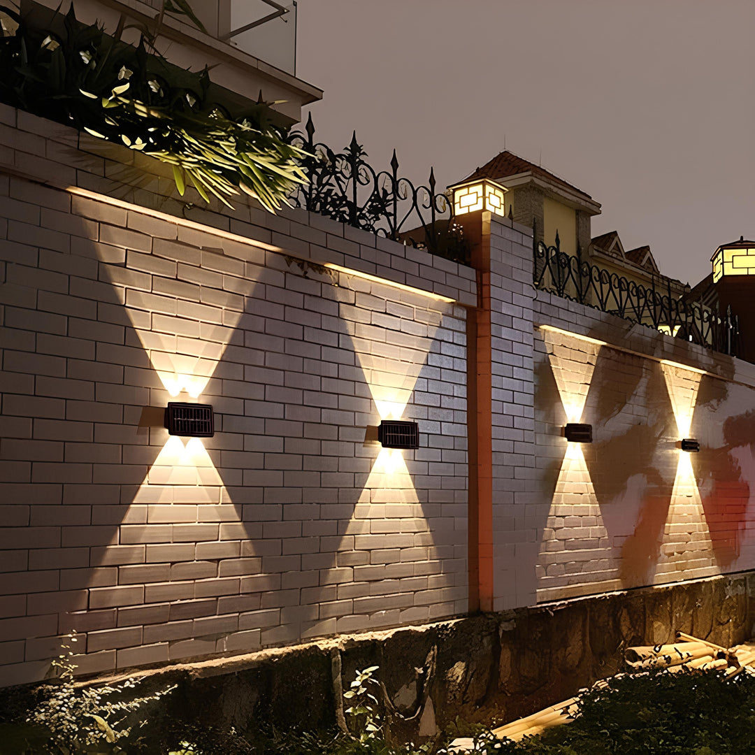Nvroome waterproof solar LED wall light, perfect for exterior decor, pathway lighting, and energy saving.