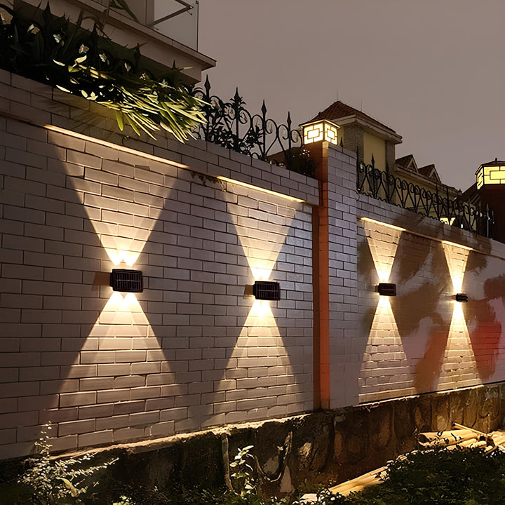 Nvroome waterproof solar LED wall light, perfect for exterior decor, pathway lighting, and energy saving.